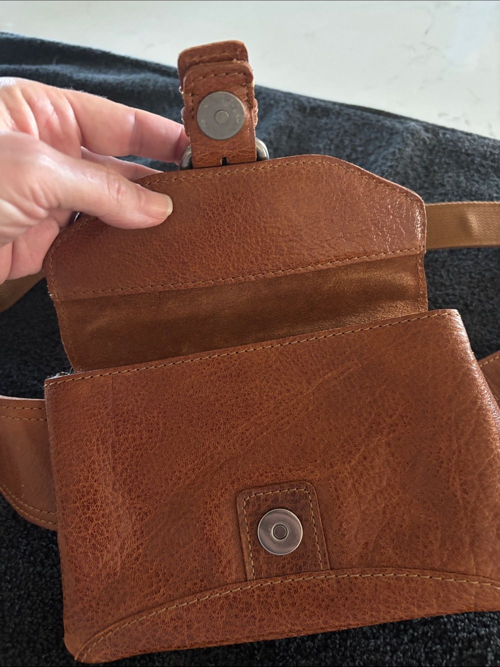 NWOT Compact Camel Mini Belt Bag with Buckle Detail - Picture 3 of 7